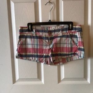 Plaid stretch cotton shorts